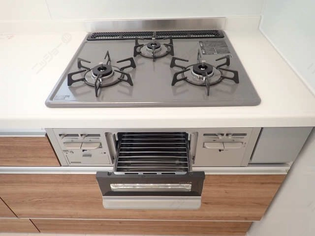 グリル付き三口ガスコンロ